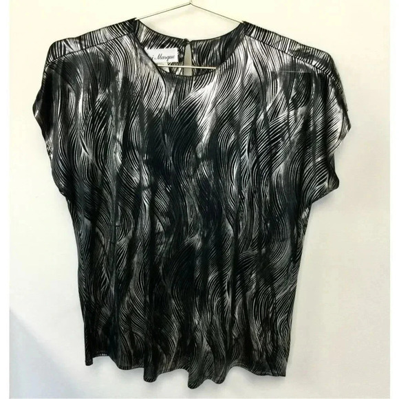 Jeri Marque Womens Silver Black Swirled Metallic Top Size Medium Vintage - Picture 1 of 8